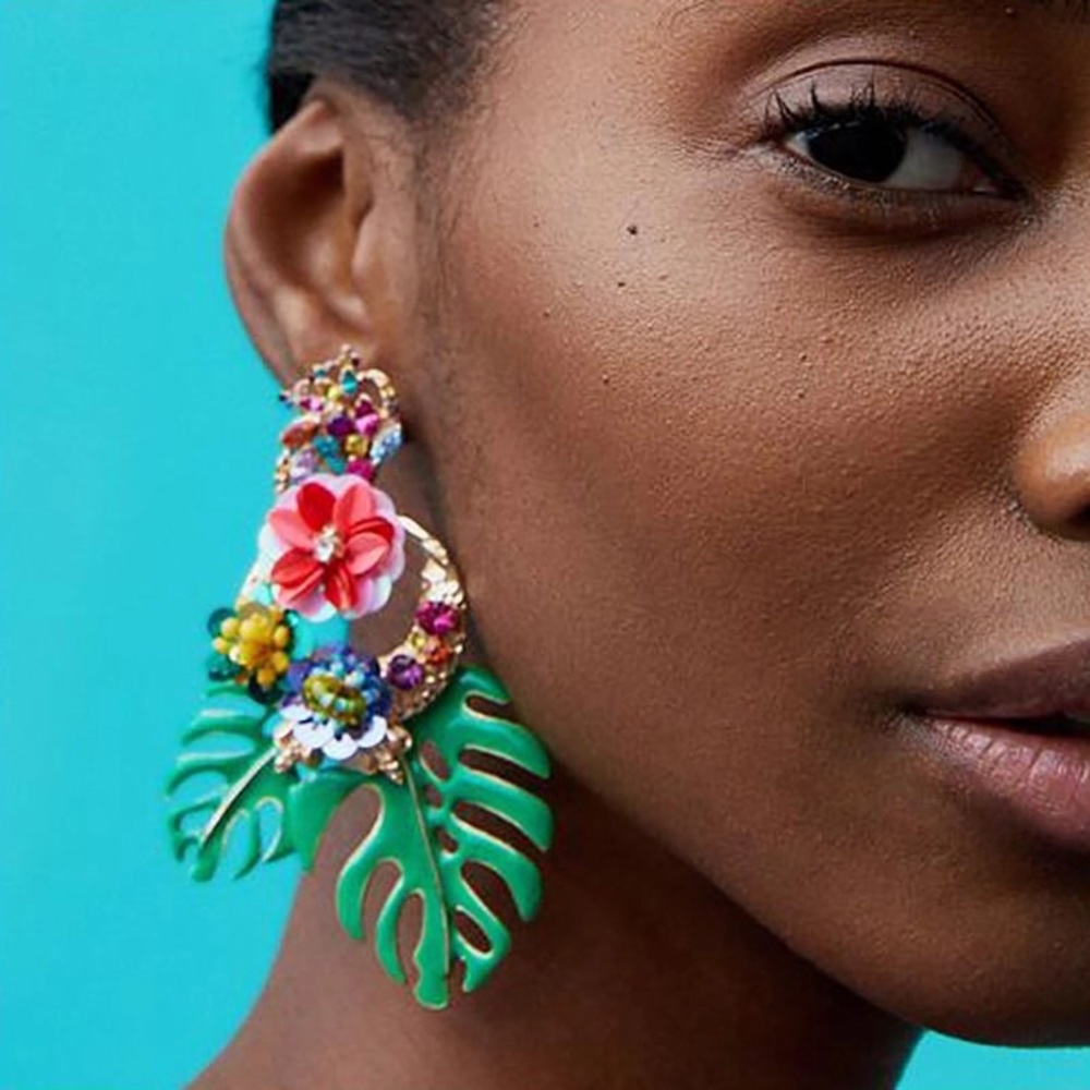 Palm Leaf Statement Earrings